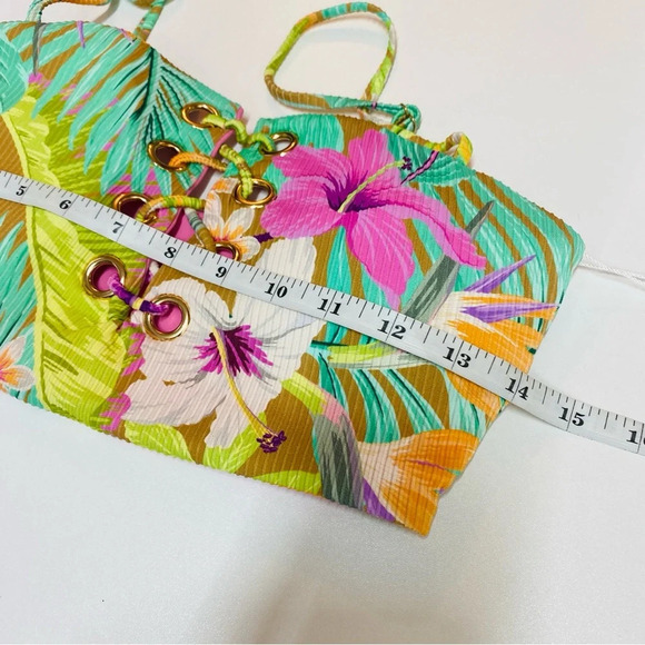 Tinibikini Women Swimsuit 2 pc Pink Floral Summer Vacation Beach Bathing Suit L - Picture 6 of 7